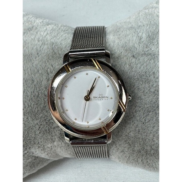 Vintage Ladies SKAGEN 60SSS‎ Silver Tone Mesh Band Quartz Watch New Battery - Picture 1 of 15